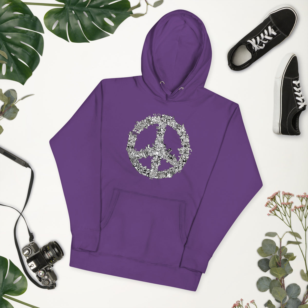 Peace sign hoodie by Danvillage Art Lab for anyone collecting wearable art