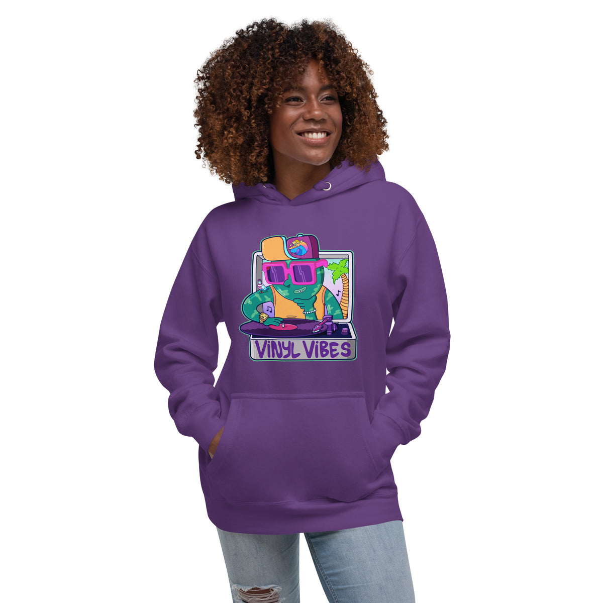 Gift-ready hoodie for music fans, featuring a retro record player graphic