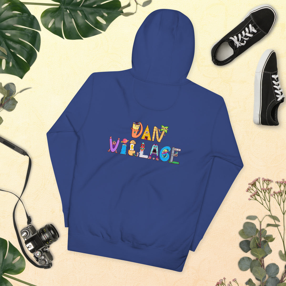 Doodle style peace sign illustration on an easy-wearing unisex graphic hoodie