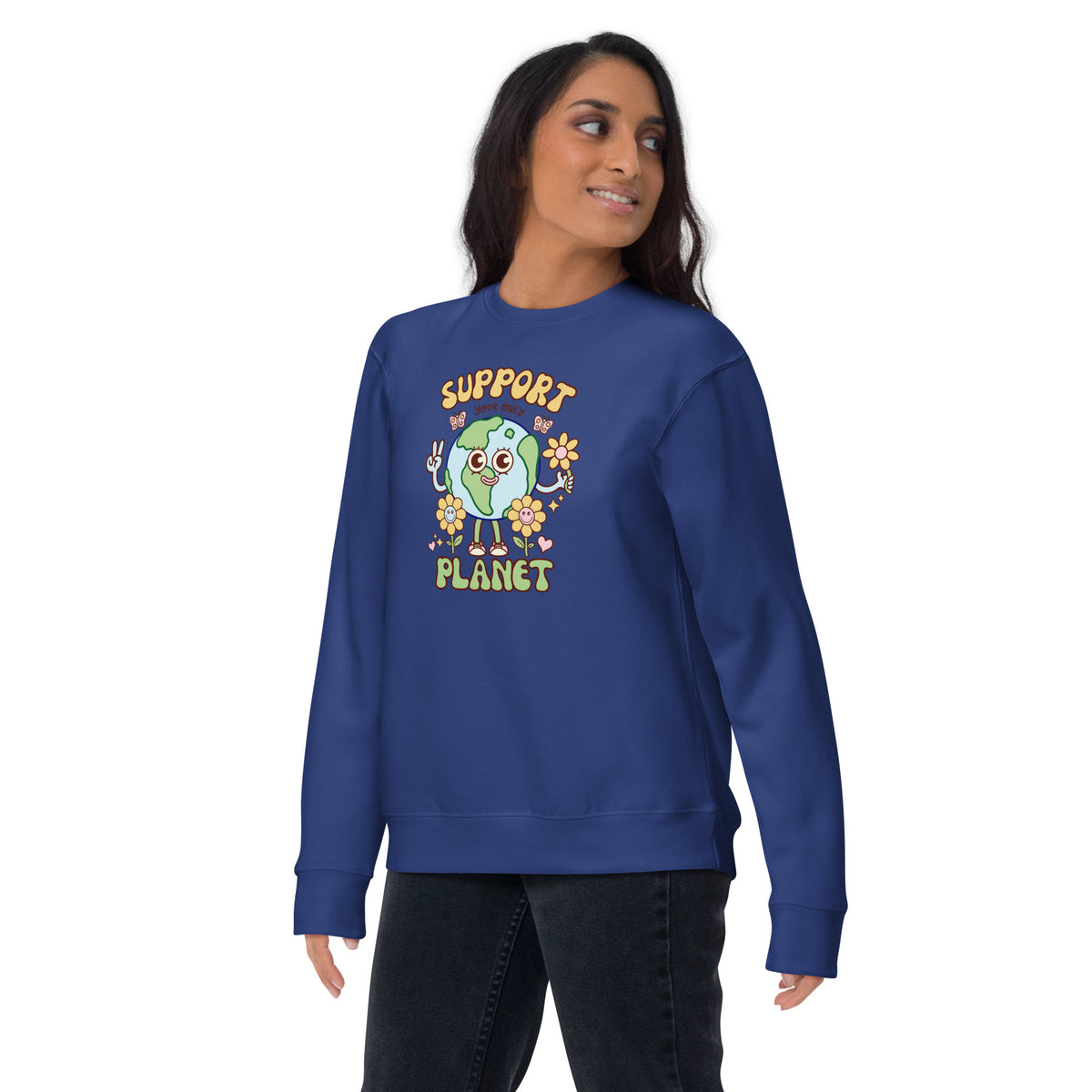 Graphic sweatshirt for climate-minded adults, drawn by illustrator Daniel Sulzberg