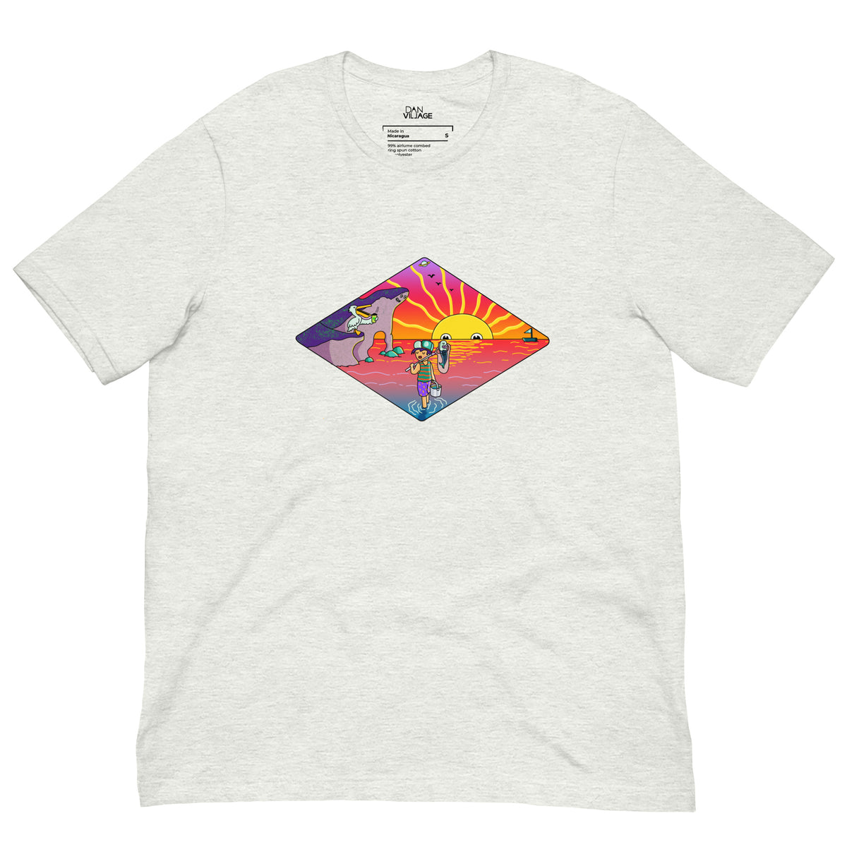 Illustrated morning ritual artwork on a graphic t-shirt from Danvillage Art Lab