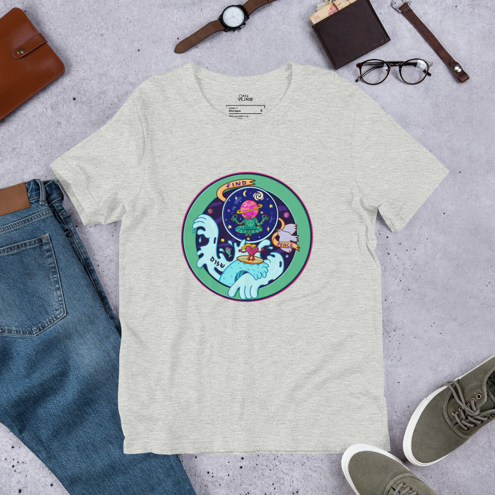 Original illustrated peace lettering on a soft everyday graphic t-shirt