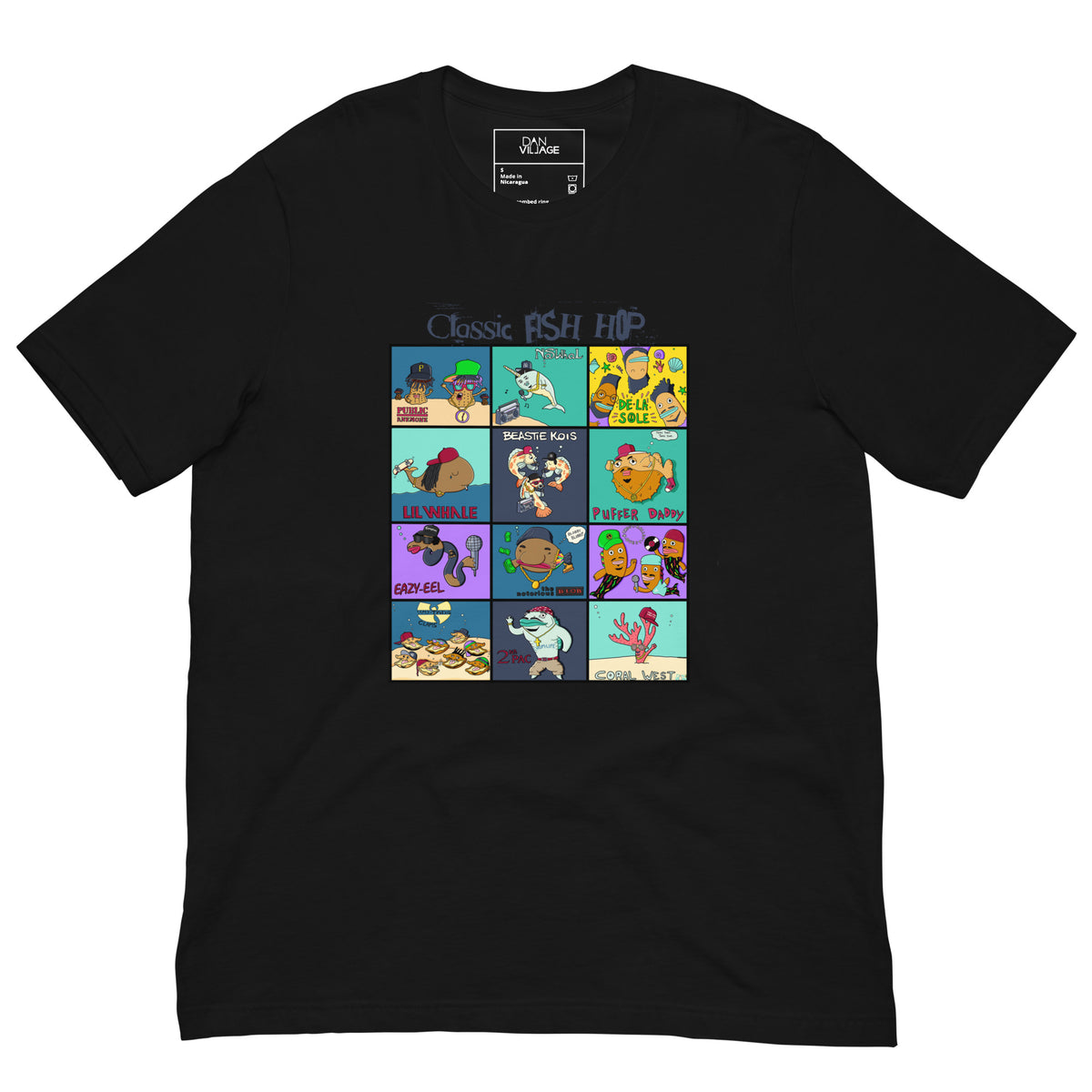 Colorful hand-drawn funny graphic tee built around a funny underwater music scene by Danvillage Art Lab