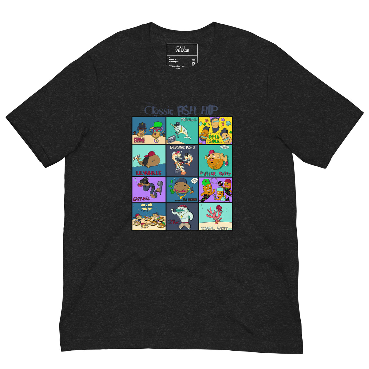 Gift-ready funny graphic tee for music lovers with a sense of humor, featuring an underwater 90s hip hop fish design