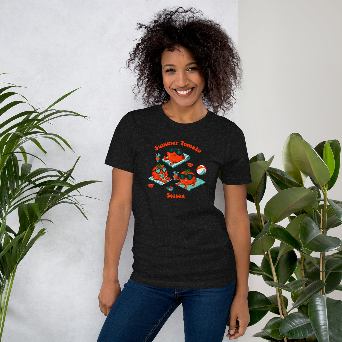 Hand-drawn tomato artwork on a soft unisex tee from Danvillage Art Lab