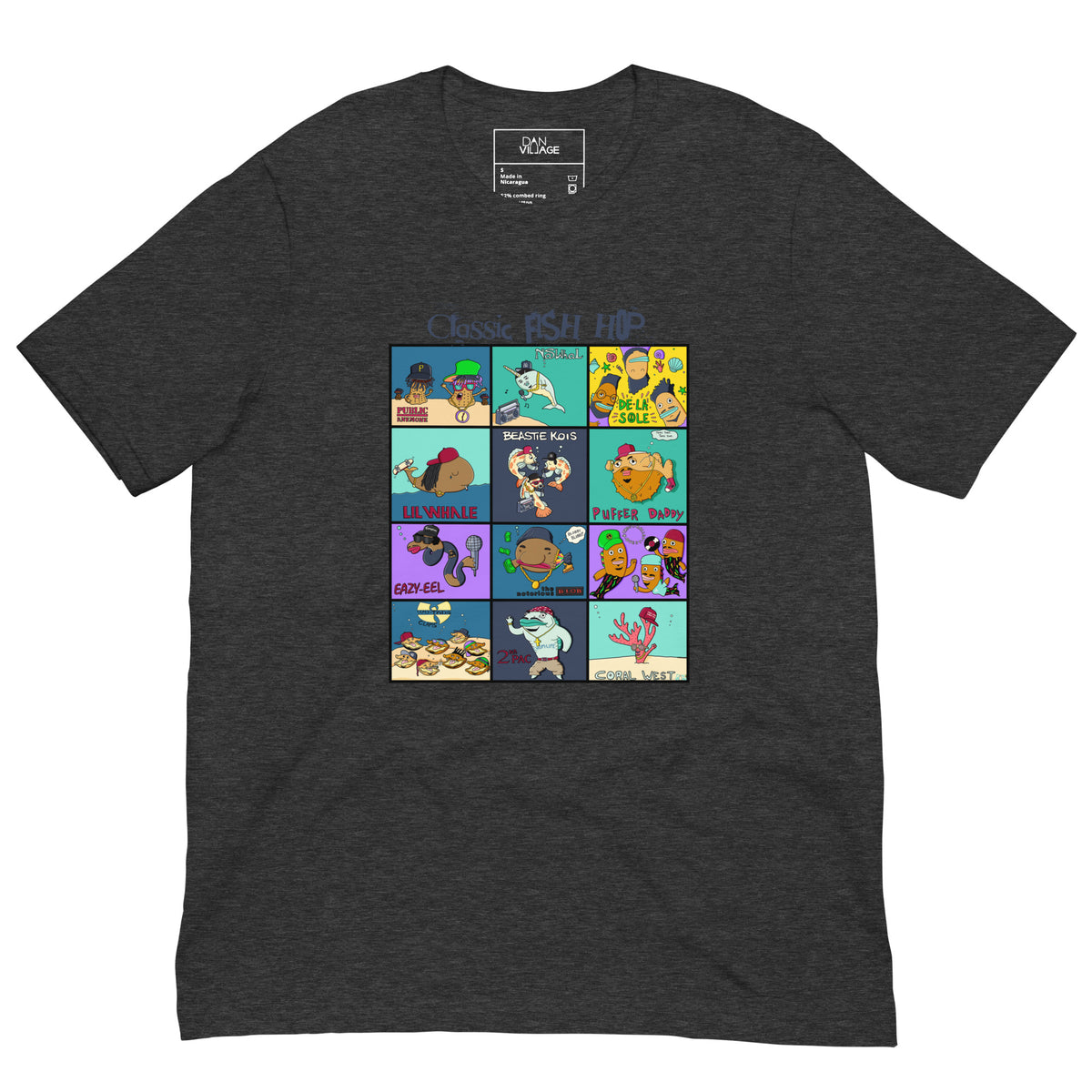 Funny graphic tee featuring an underwater 90s hip hop fish design by Santa Barbara illustrator Daniel Sulzberg