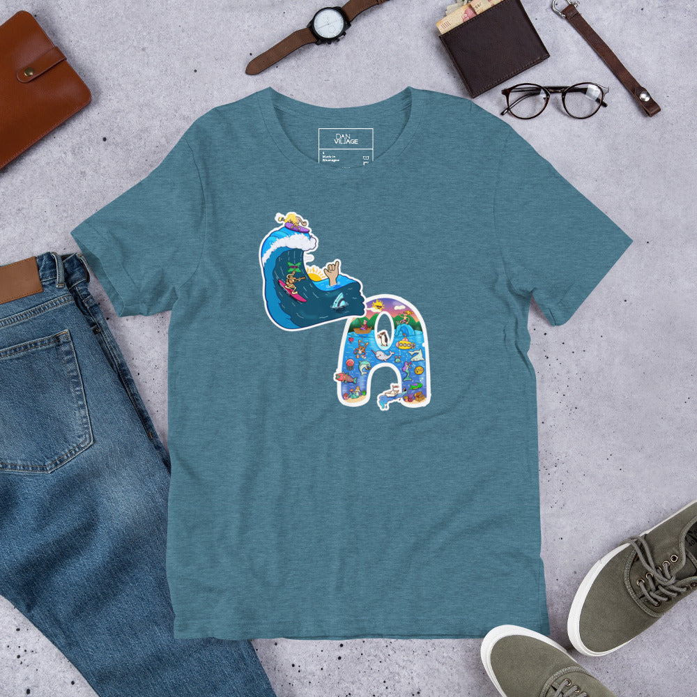 L.A. Beach Vibes t-shirt, an original sunny ocean and surf illustration