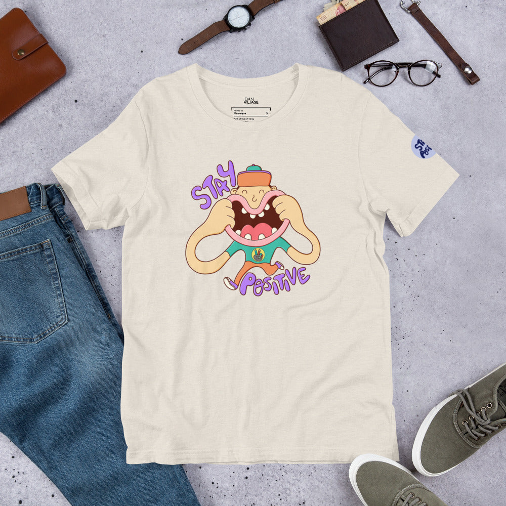 Hand-drawn good vibes tee that puts a friendly smiling face on a rough day