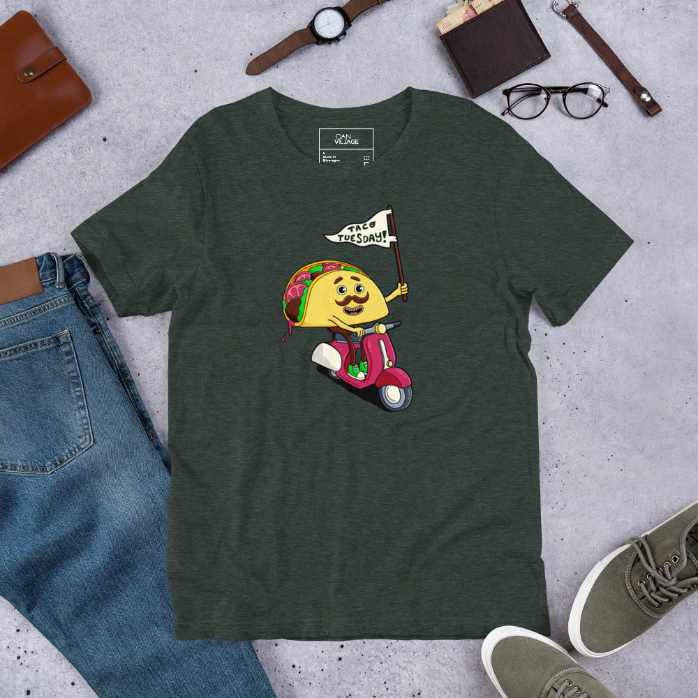 Original illustrated funny graphic tee for anyone with a standing taco night
