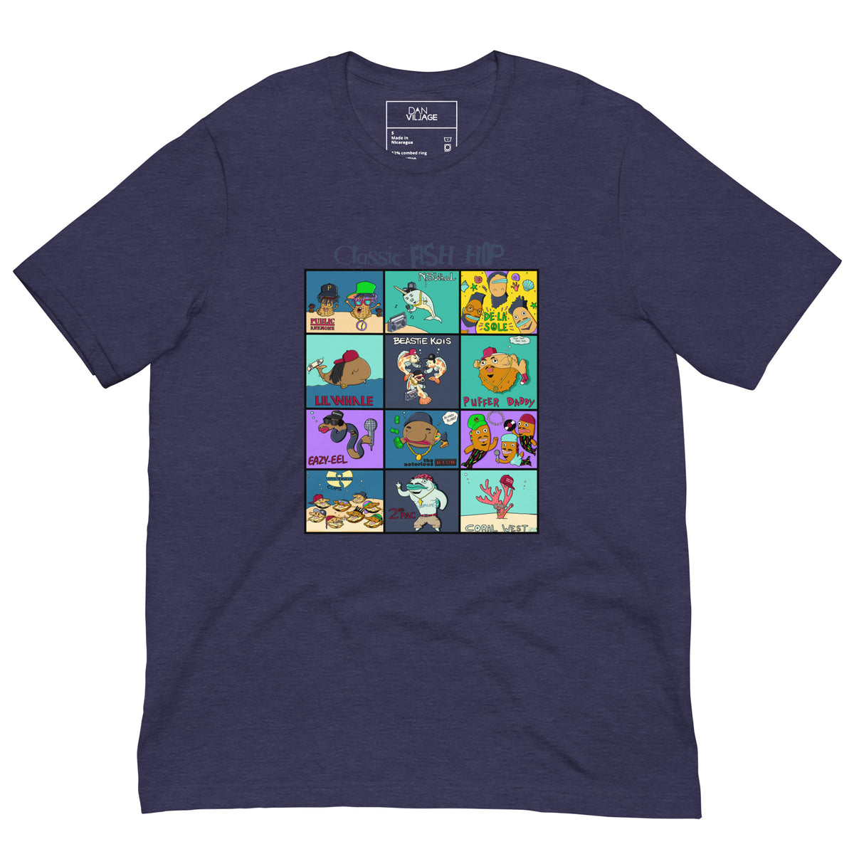 Gift-ready funny graphic tee for music lovers with a sense of humor, featuring a hand-drawn rapping fish illustration