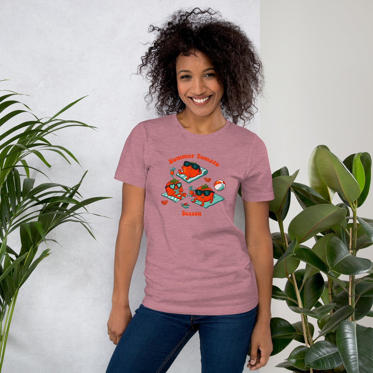 Illustrated farmers market t-shirt celebrating six good weeks of tomatoes