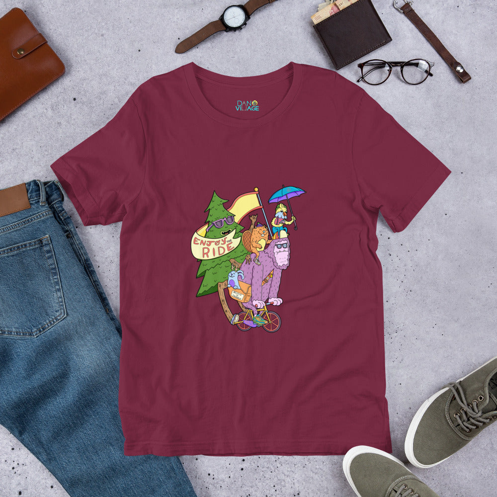 Enjoy the Ride bike t-shirt drawn by Santa Barbara illustrator Daniel Sulzberg