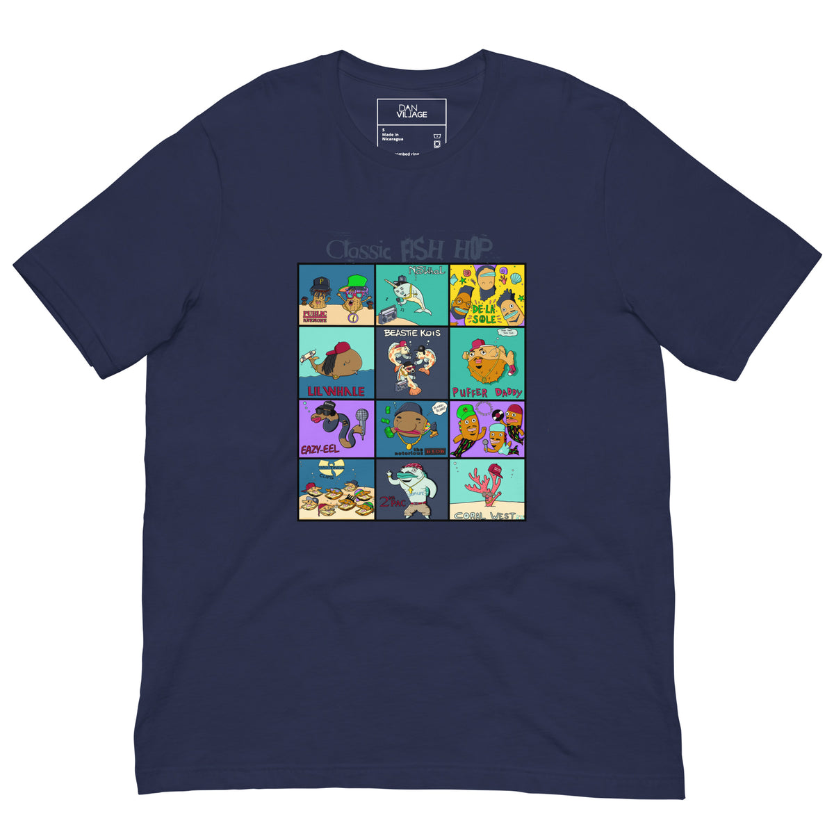 Classic Fish Hop funny graphic tee, an original funny underwater music scene