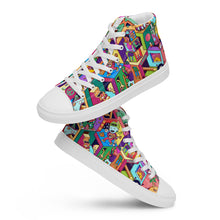 Load image into Gallery viewer, Color Mayhem colorful fun pattern Danvillage Women’s high top canvas shoes