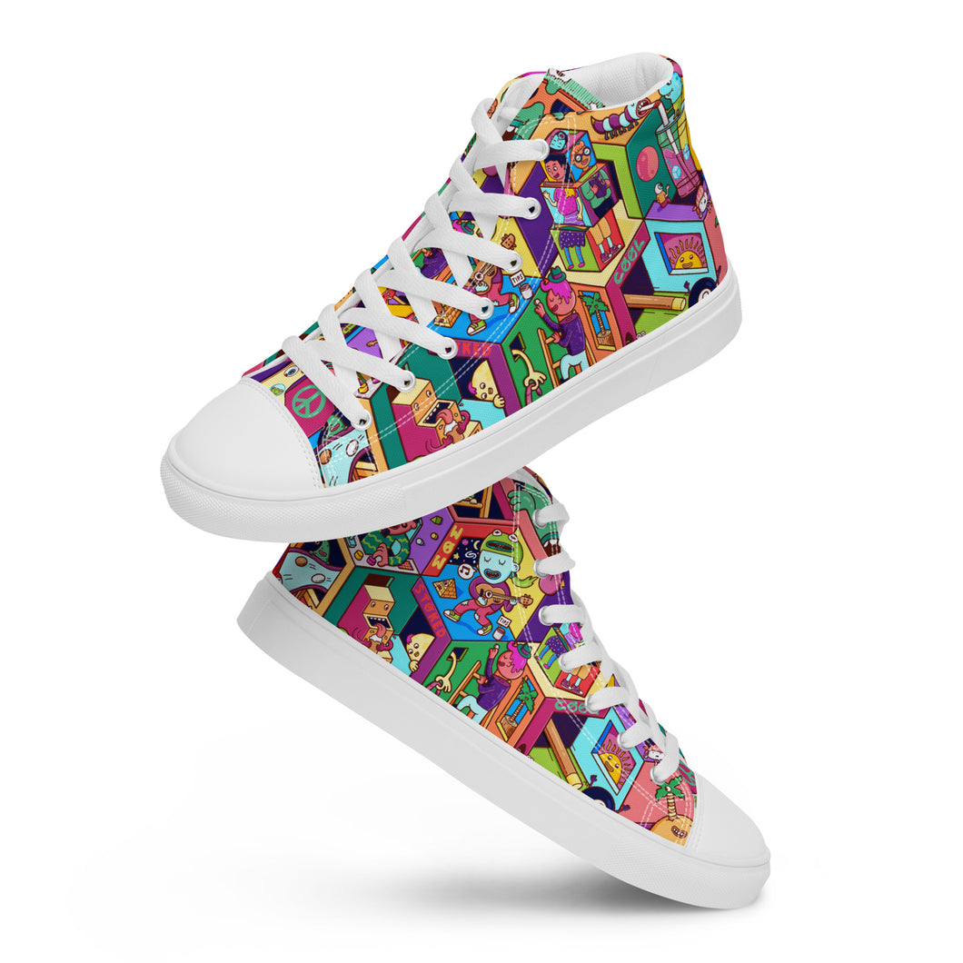 Color Mayhem colorful fun pattern Danvillage Women’s high top canvas shoes