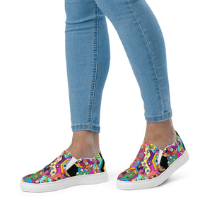 Color Mayhem Colorful Fun Pattern Danvillage Women’s slip-on canvas shoes