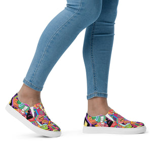 Color Mayhem Colorful Fun Pattern Danvillage Women’s slip-on canvas shoes