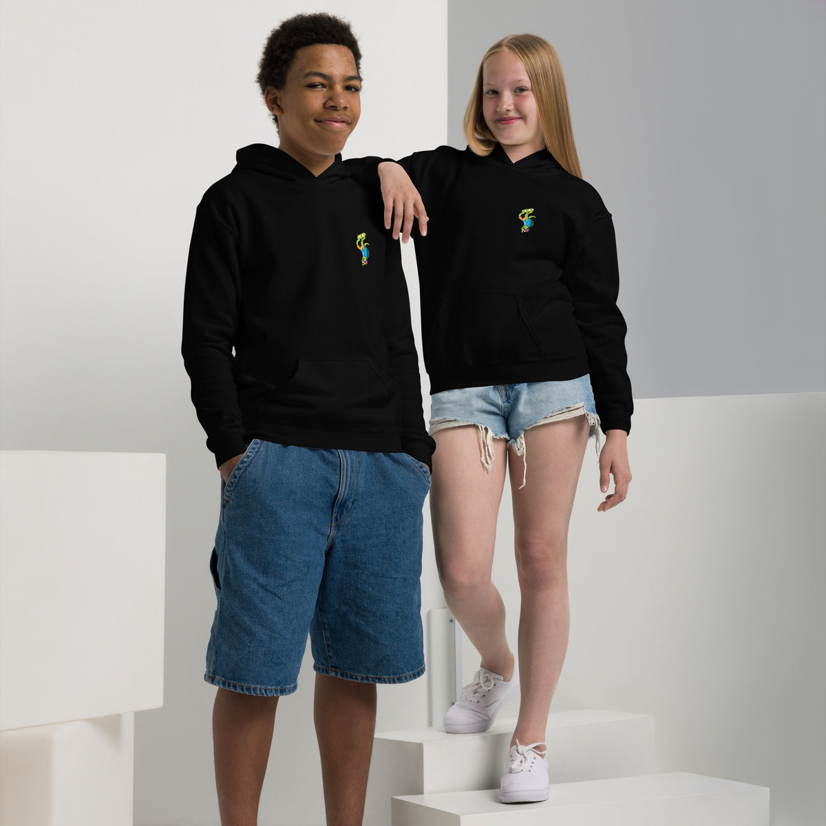 Gift-ready youth pullover hoodie for aspiring skaters, featuring a hand-drawn halfpipe turtle illustration