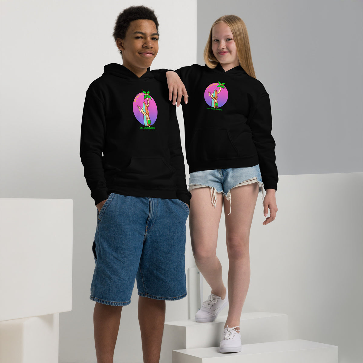 Santa Barbara youth sweatshirt drawn by local illustrator Daniel Sulzberg