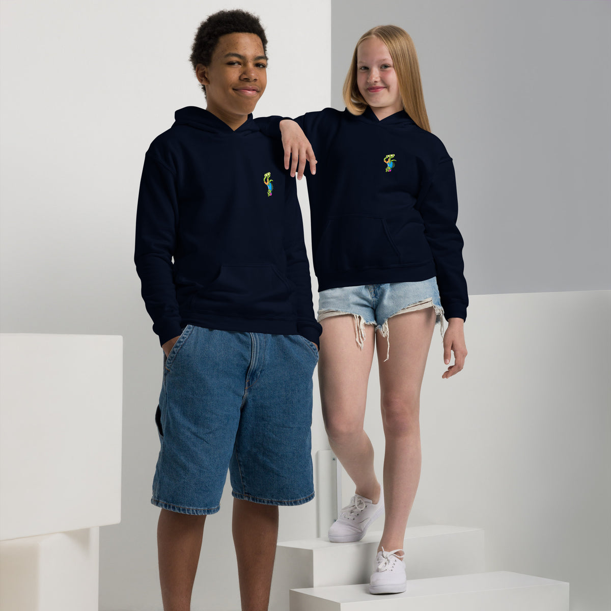 Bold illustrated youth pullover hoodie for kids who mostly just like turtles by illustrator Daniel Sulzberg