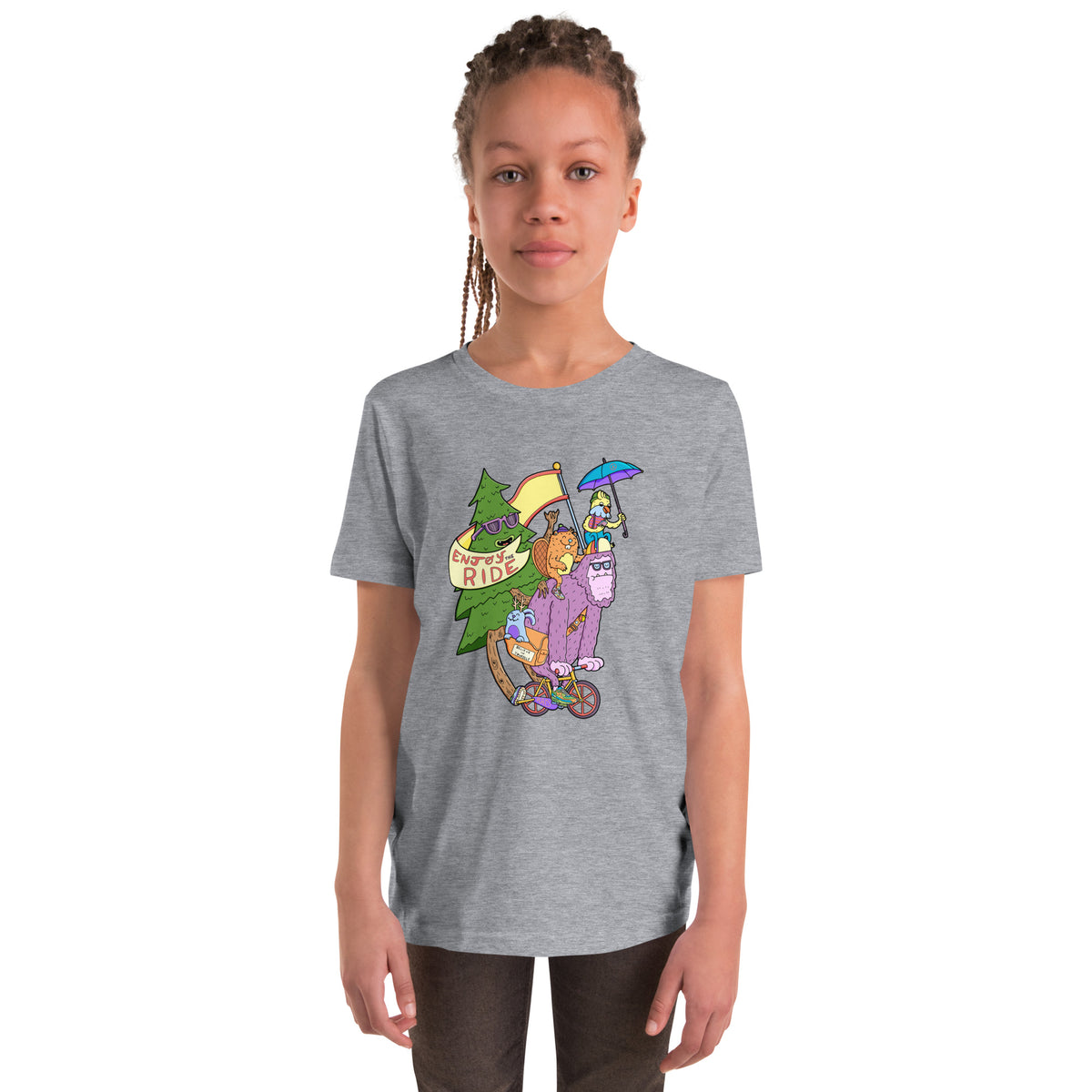 Kids graphic shirt about enjoying the ride, drawn by illustrator Daniel Sulzberg