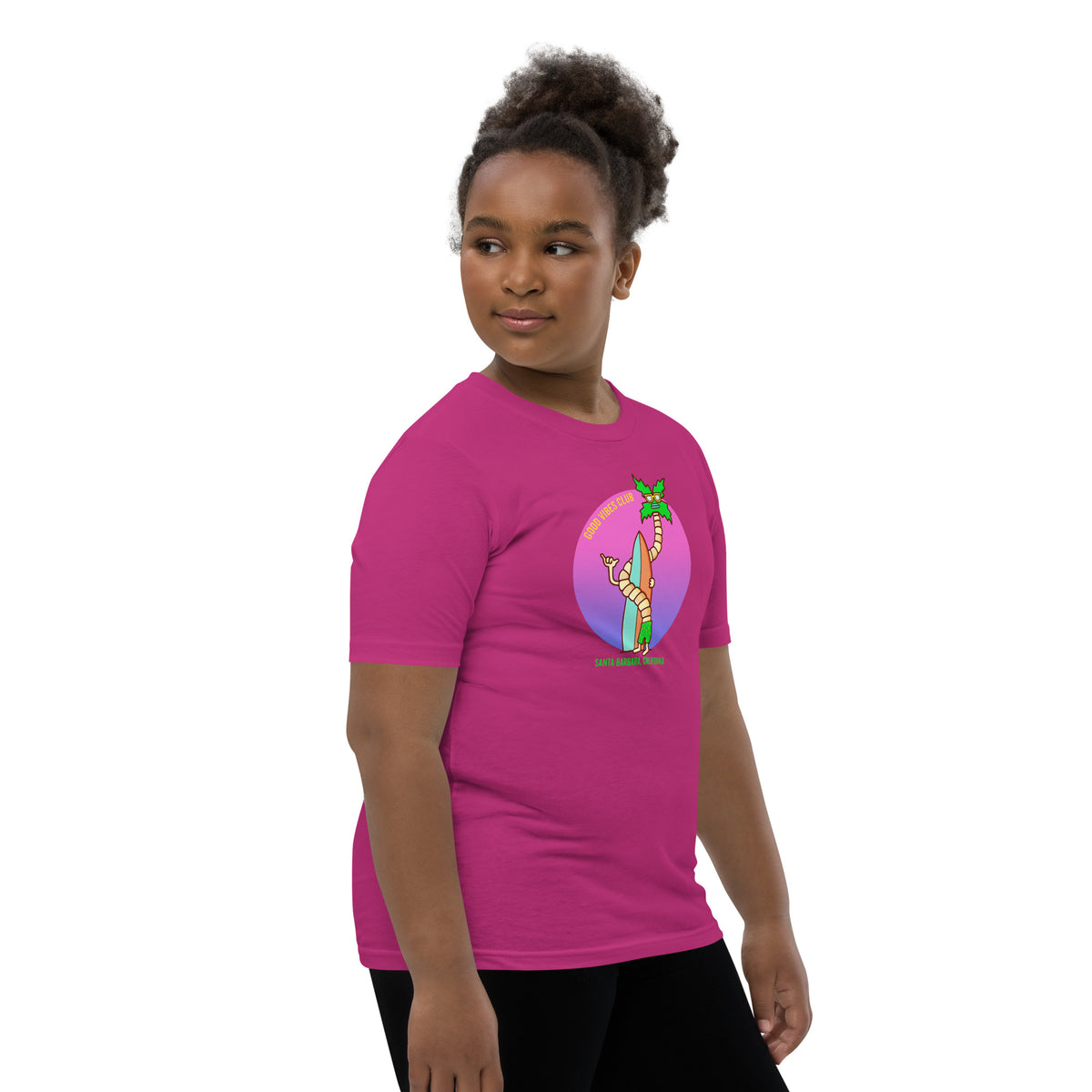 Santa Barbara souvenir tee for kids with original character illustration