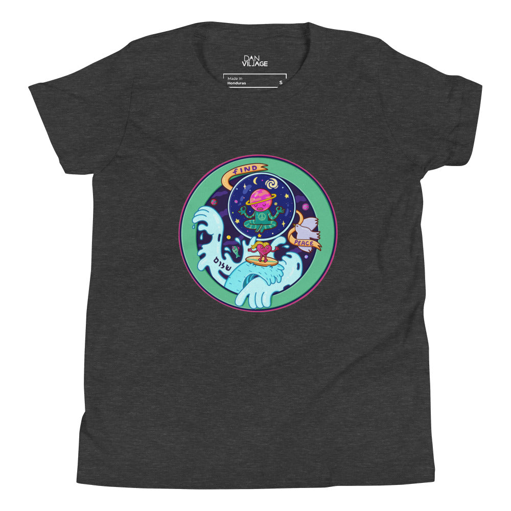 Find Peace youth tee illustrated by Santa Barbara illustrator Daniel Sulzberg
