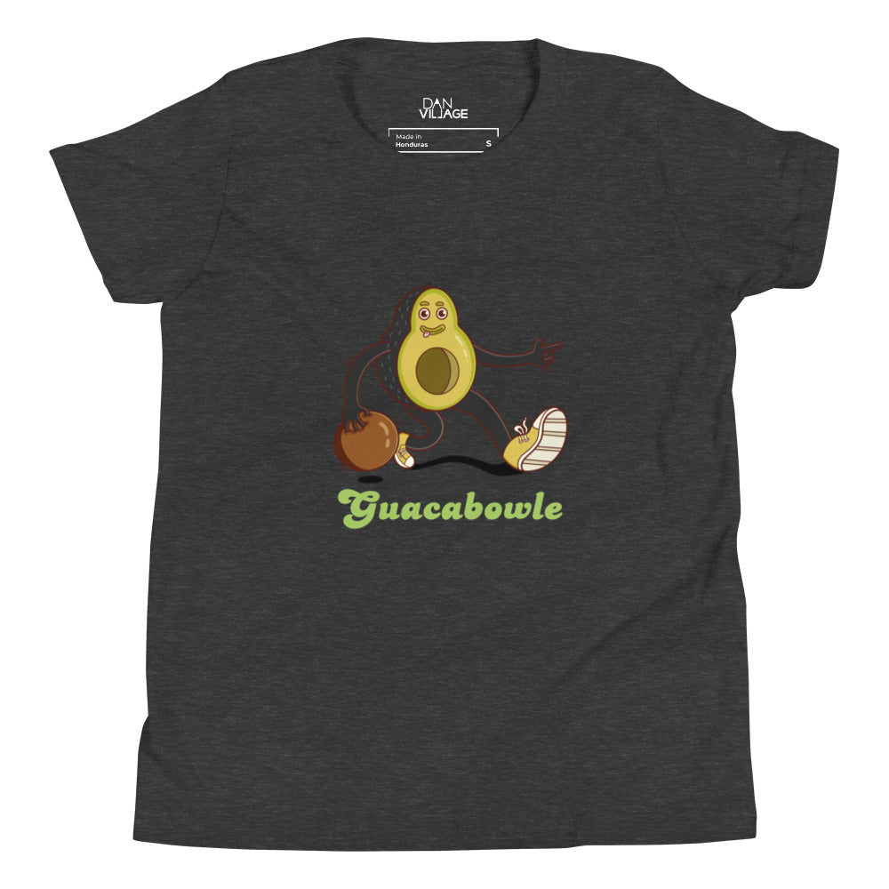 Silly guacamole themed kids t-shirt with hand-drawn original character artwork
