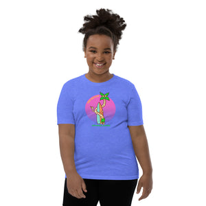 Good Vibes Club Santa Barbara California Palm Tree Surfer Youth Short Sleeve T-Shirt