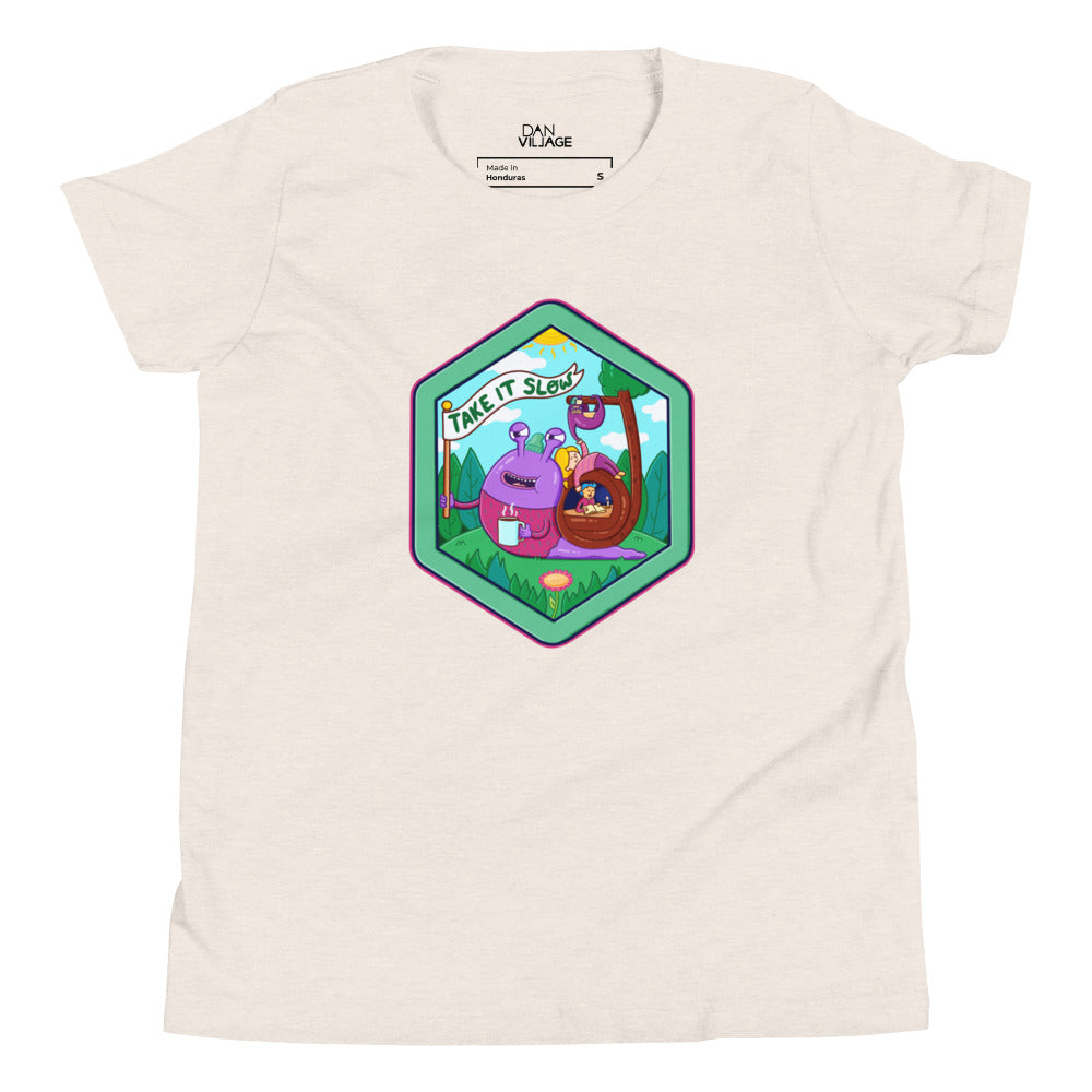 Slow down kids graphic t-shirt with original characters by illustrator Daniel Sulzberg