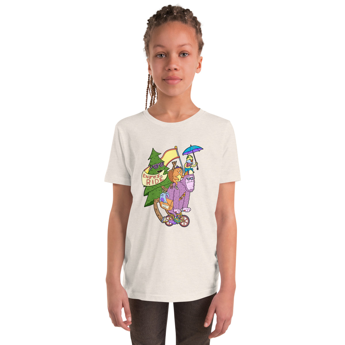 Illustrated bicycle adventure shirt for children who prefer fun over racing