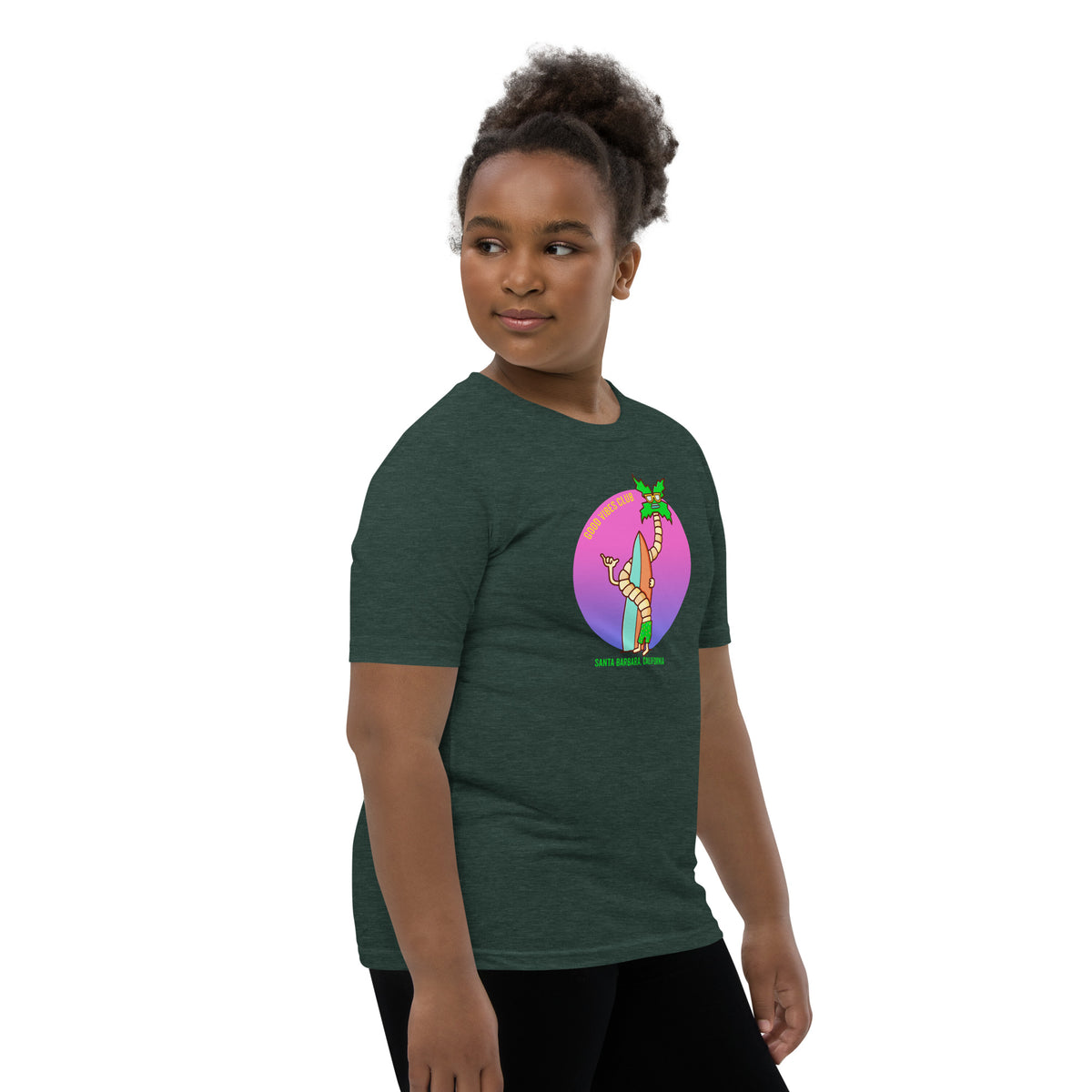 Original illustrated surf artwork on a youth tee from Danvillage Art Lab