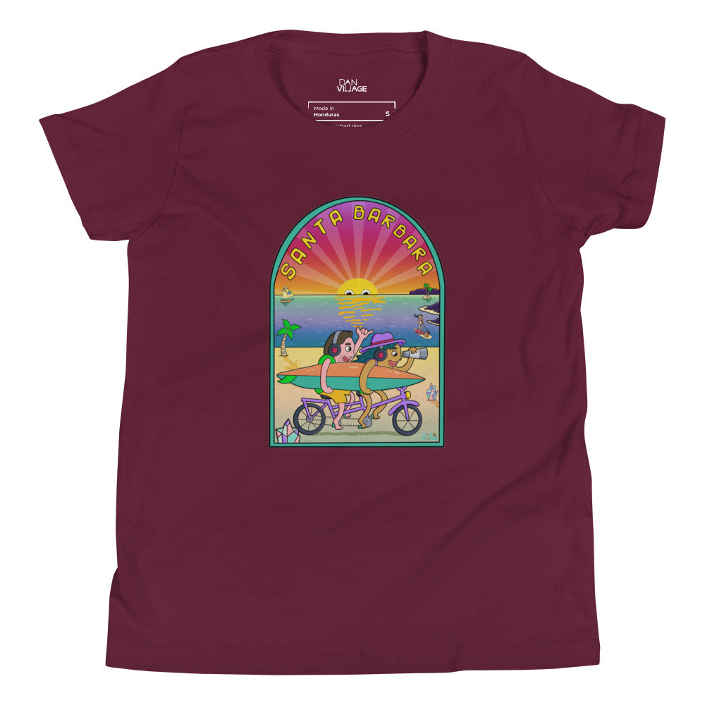 Santa Barbara beach kids tee drawn by local illustrator Daniel Sulzberg