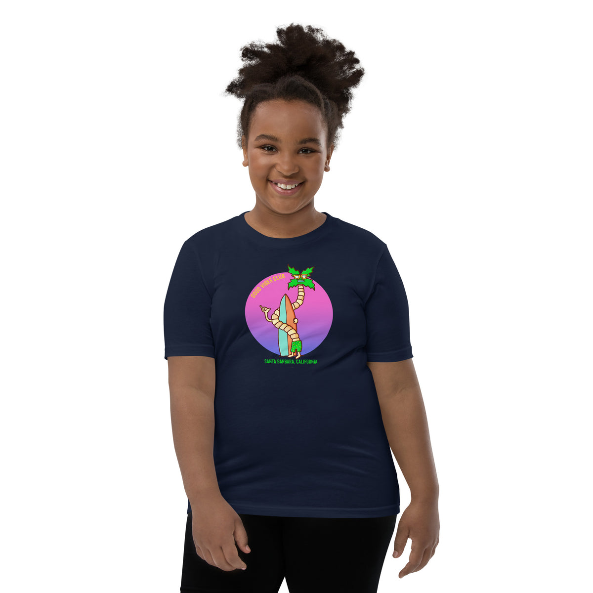 Good vibes beach graphic tee for kids by illustrator Daniel Sulzberg