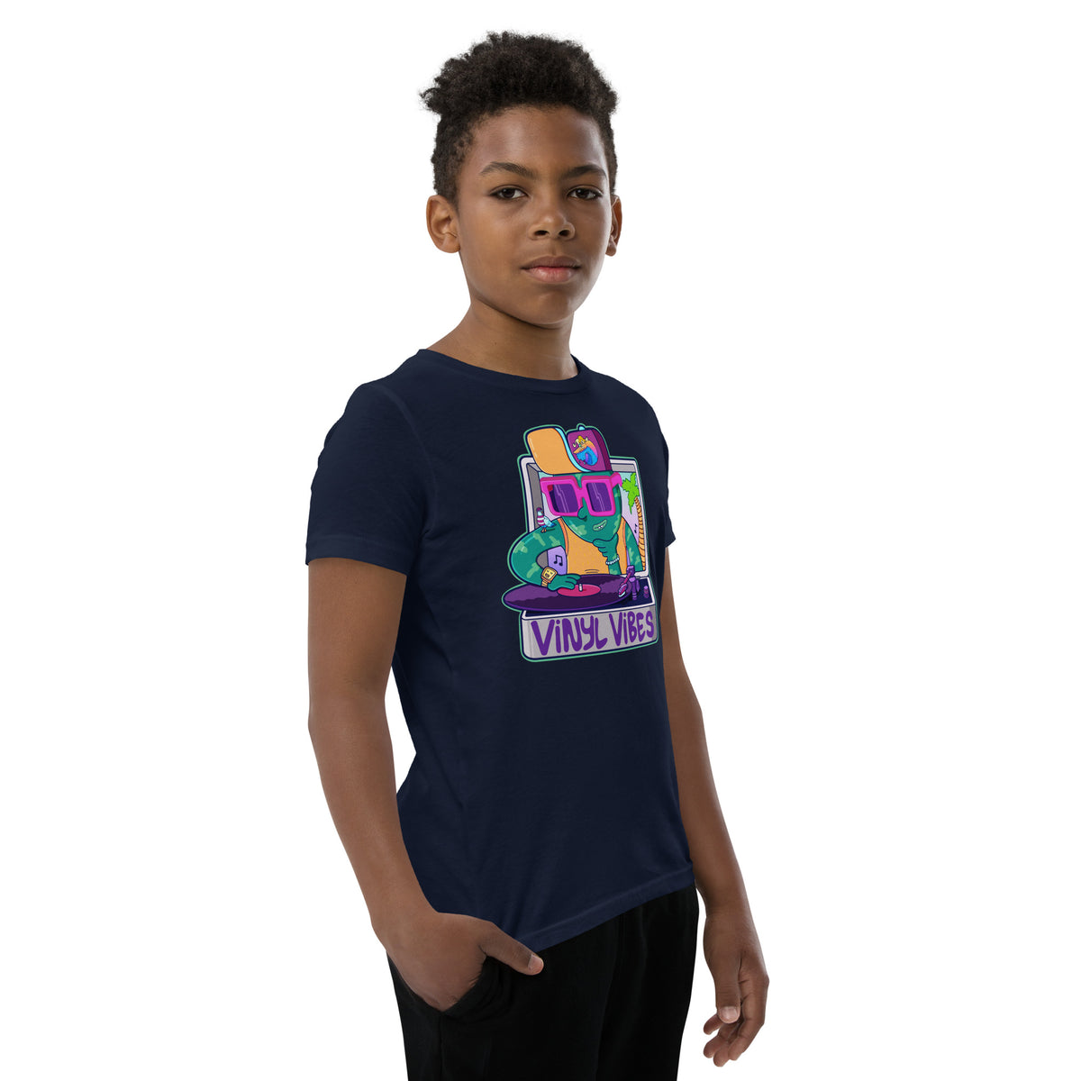 Bold illustrated youth t-shirt for young music lovers by Santa Barbara illustrator Daniel Sulzberg