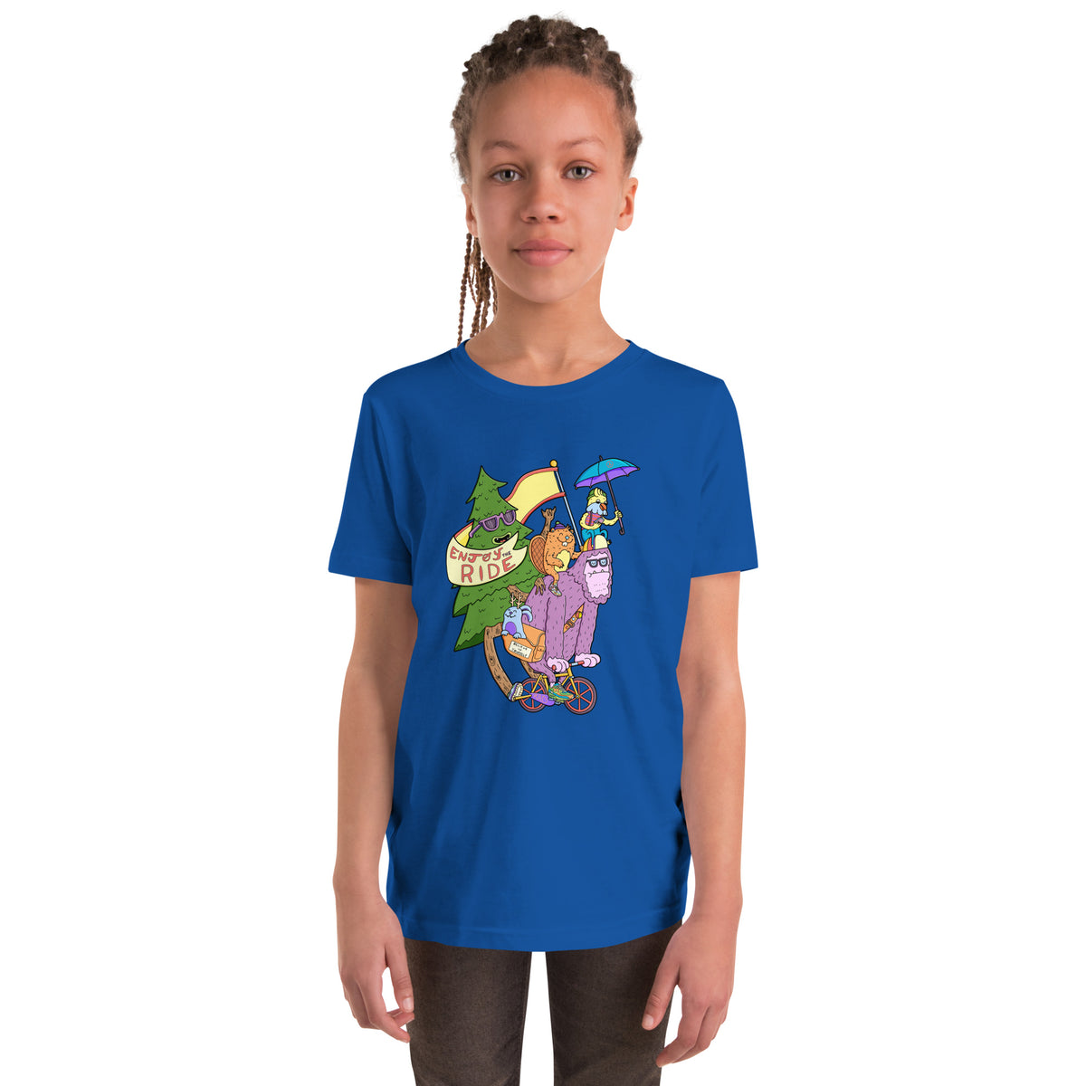 Cycling graphic tee by Danvillage Art Lab for children who ride or just like sasquatch