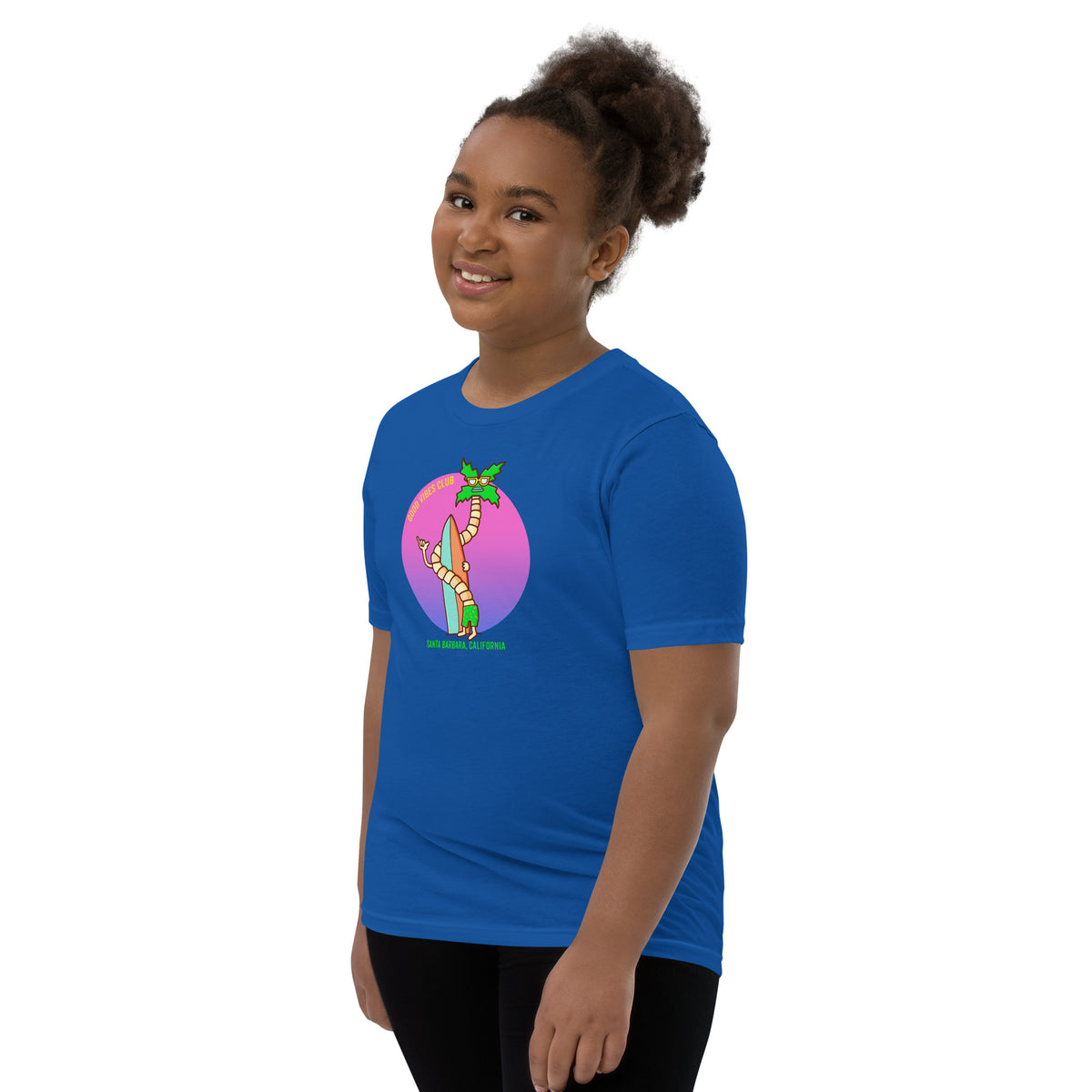 Illustrated surfer character youth tee by Santa Barbara illustrator Daniel Sulzberg