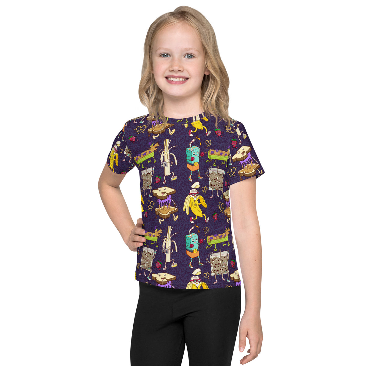 Funny school lunch kids tee with hand-drawn lunchbox characters by Daniel Sulzberg