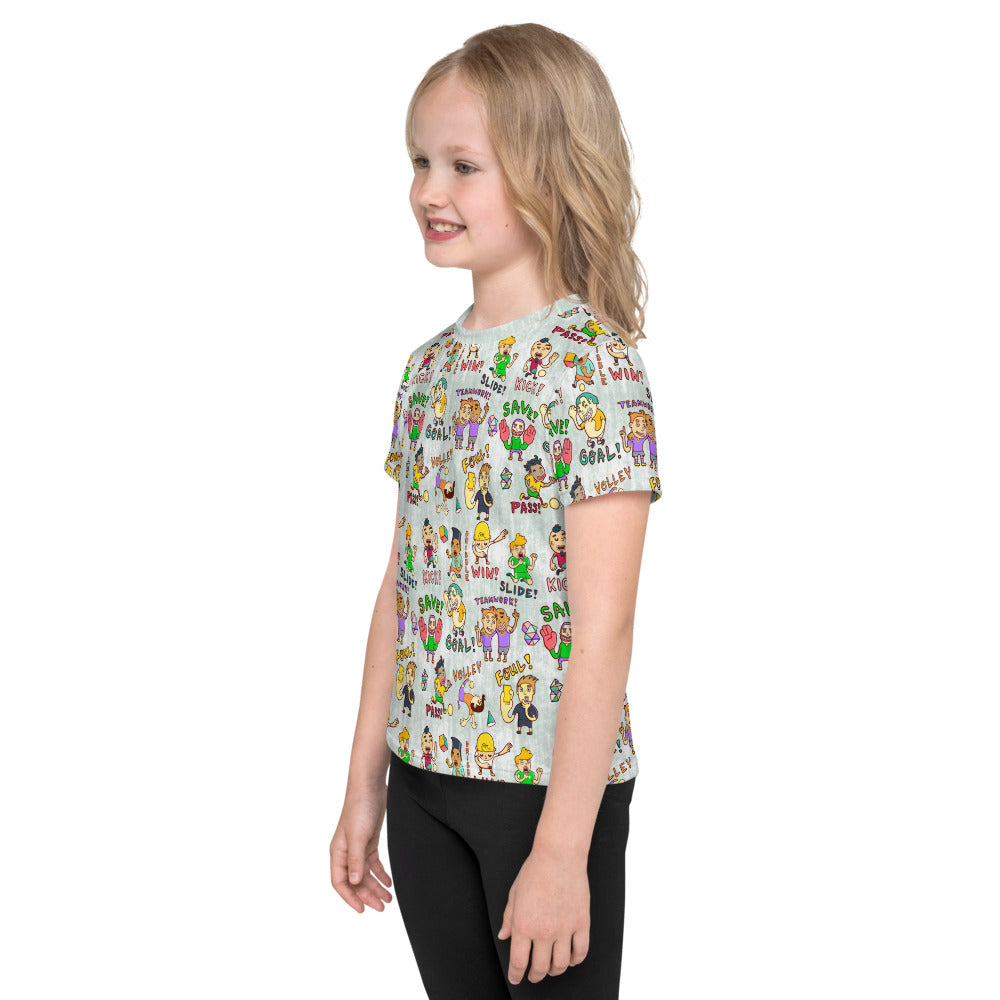 Energetic soccer pattern graphic tee for kids who never stop moving on or off the pitch