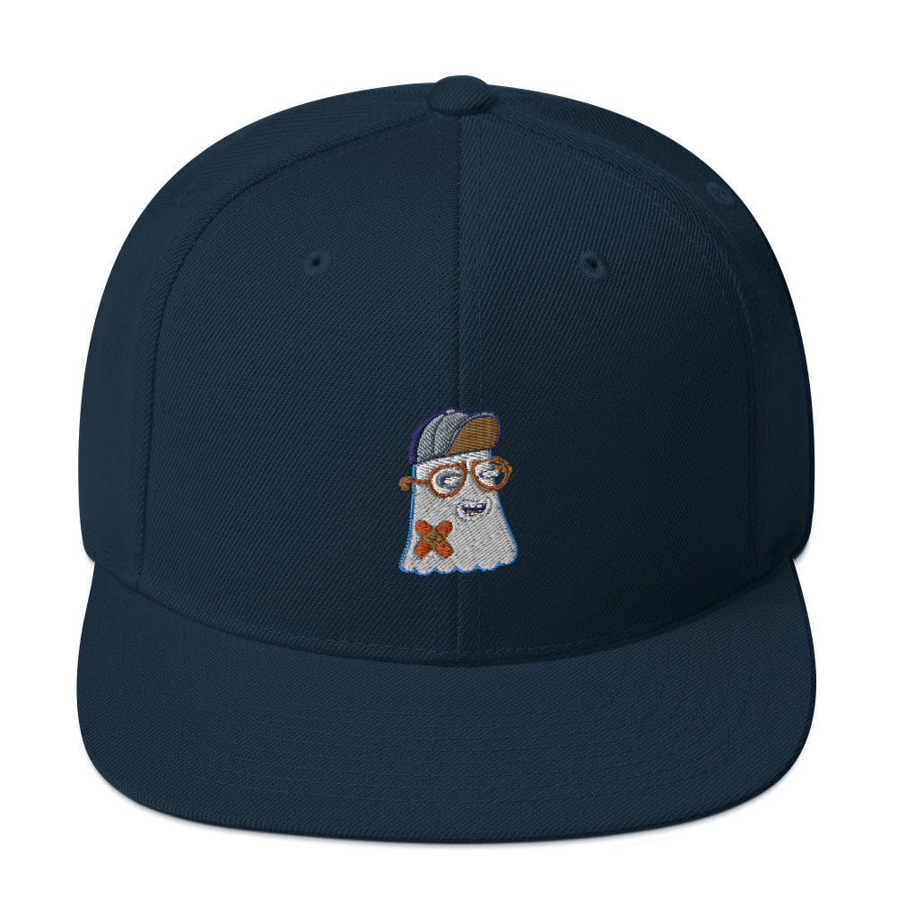 Fun illustrated ghost snapback for Halloween and year-round character design fans