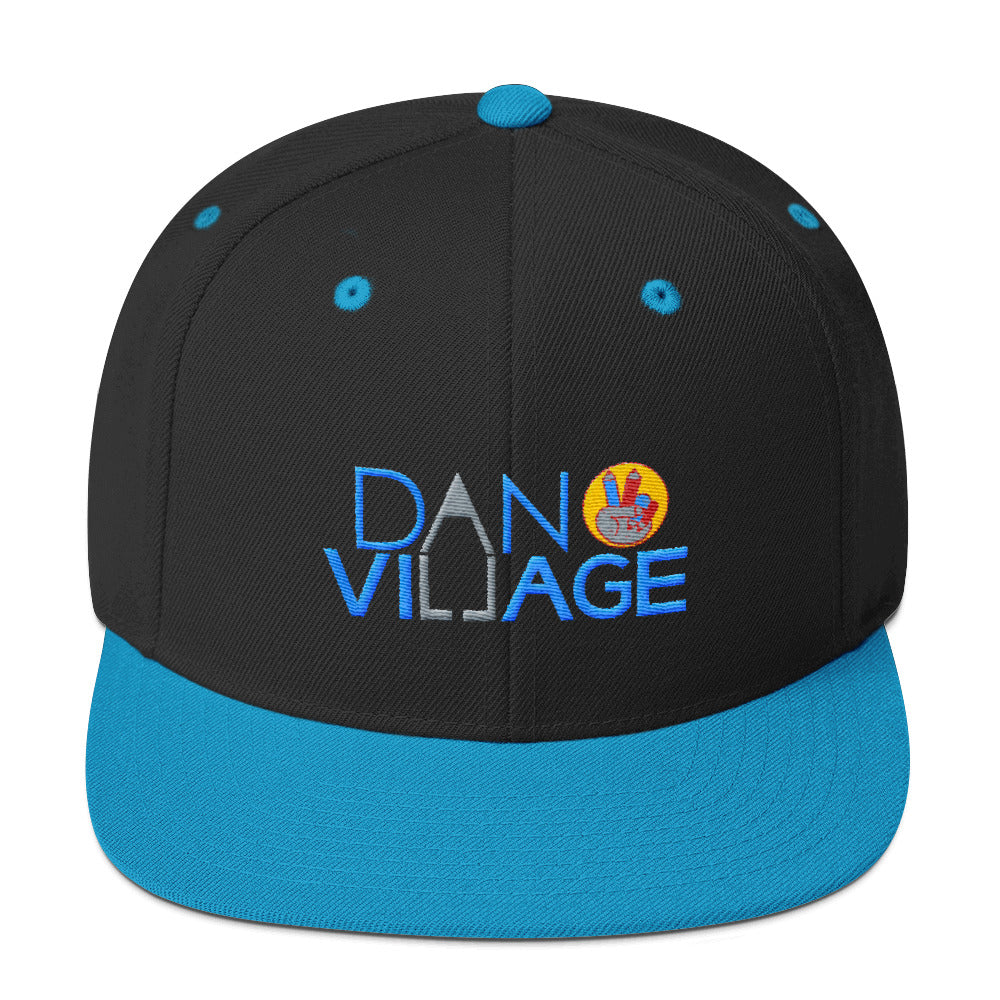 Colorful embroidered logo design on a snapback cap, a fun gift for illustration fans