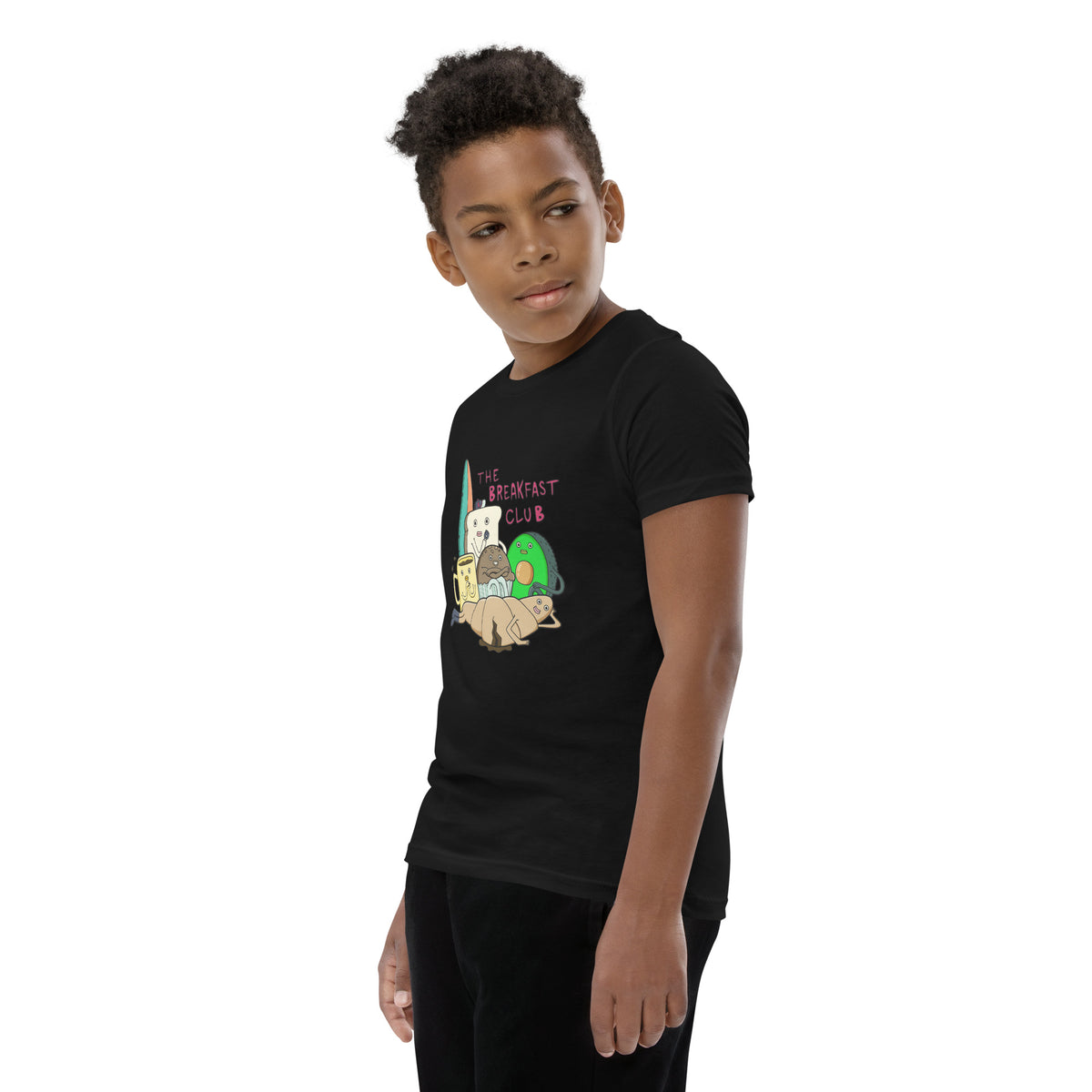 Avocado toast and croissant characters on a whimsical breakfast tee from Danvillage Art Lab